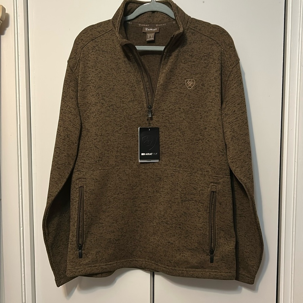 Men’s Ariat Caldwell logo sweater, Heather brown, size medium
